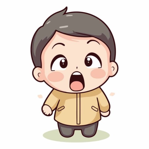 Surprised boy in winter clothes. Vector cartoon character illust