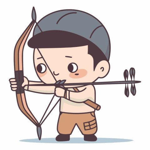 Cute boy with bow and arrow cartoon character.