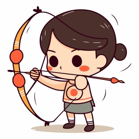 Cupid bow and arrow vector illustration. Cute cartoon cupid with