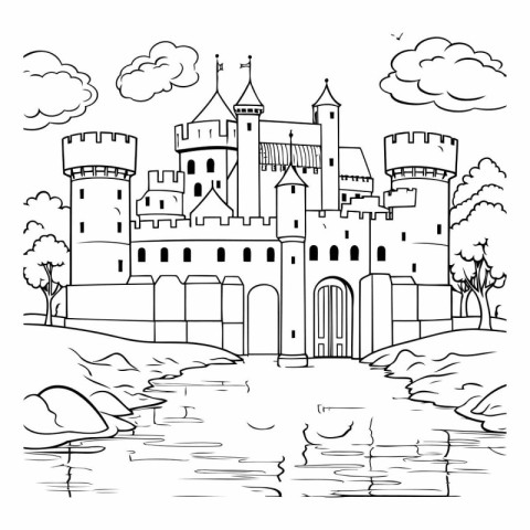 Castle on the river. sketch for your design