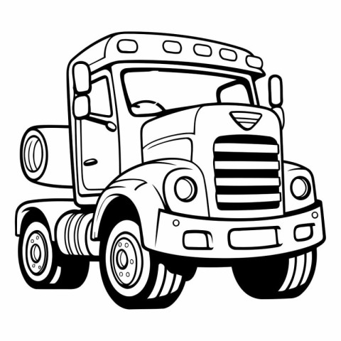 Truck. Coloring book for adults. Black and white vector illustra