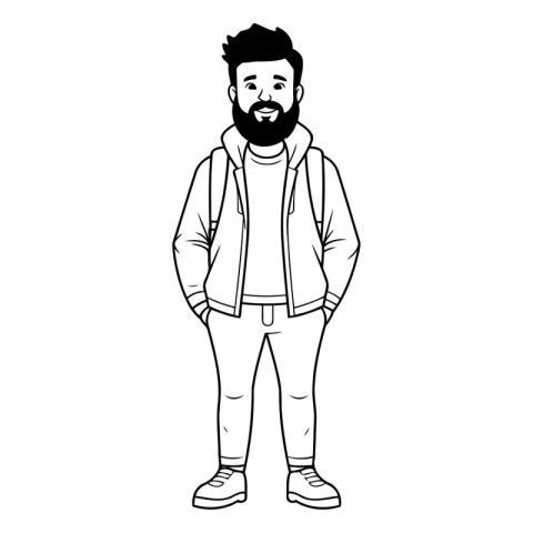 young man with beard avatar character vector illustration design