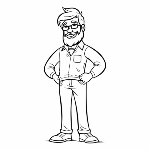 Hipster Man Cartoon Character Vector Illustration. Hipster Style