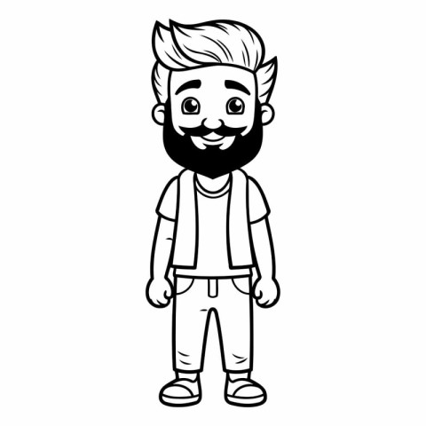 young man with beard cartoon vector illustration graphic design