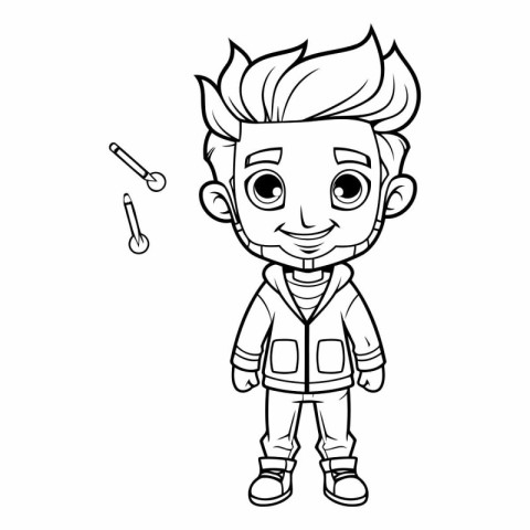 Vector illustration of Cartoon boy in winter clothes. Coloring b