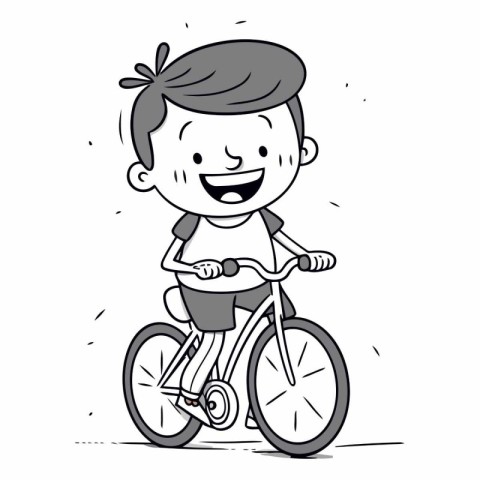 Boy riding a bicycle of a boy on a bicycle.