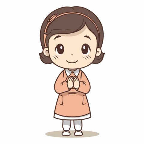 Praying girl - cute cartoon character vector illustration.eps10