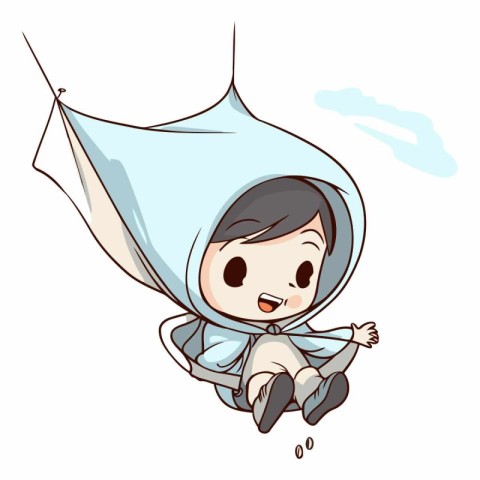 Illustration of a Kid Boy Sitting on the Edge of a Kite