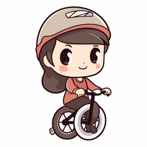 Girl riding a bmx bike on white background.