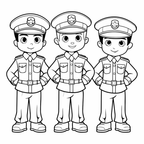 Cartoon police officers. Coloring book for children.