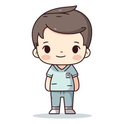 Cute little boy character design in cartoon style.