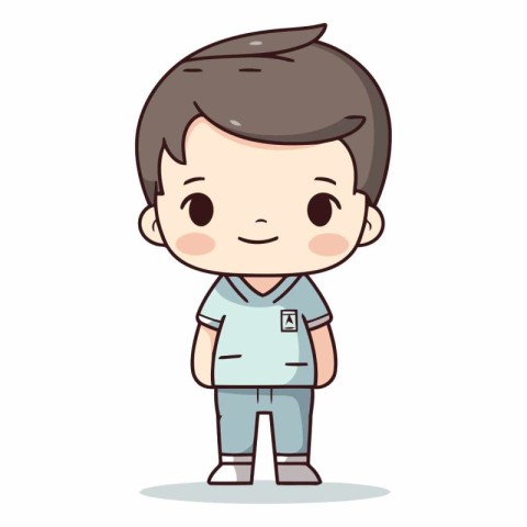 Cute little boy character design in cartoon style.