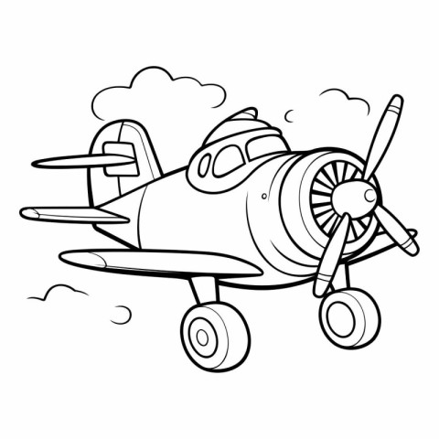 Coloring book for children: Plane in the sky