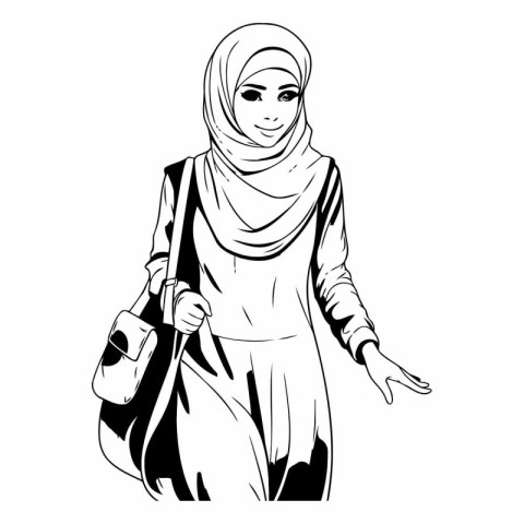 Hijab girl with handbag of fashion muslim woman in hijab.