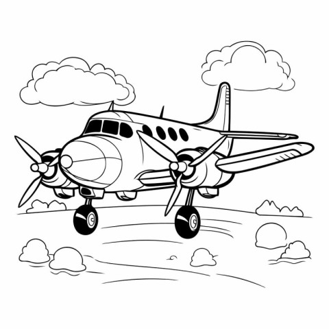 Airplane flying in the clouds of a cartoon airplane.