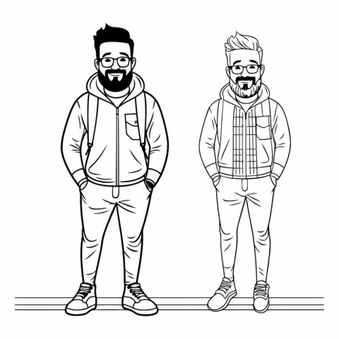 young men with beard and casual clothes cartoon vector illustrat