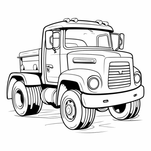 Hand drawn doodle of a big truck isolated on white background