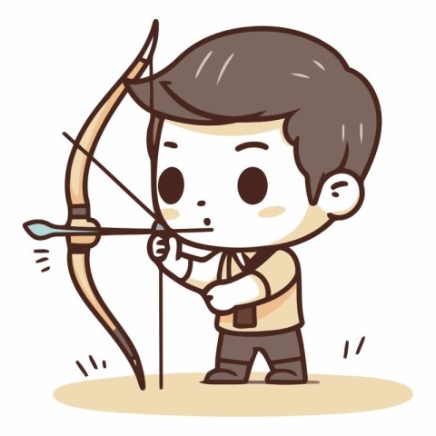 Boy aiming with bow and arrow of a boy with bow and arrow.