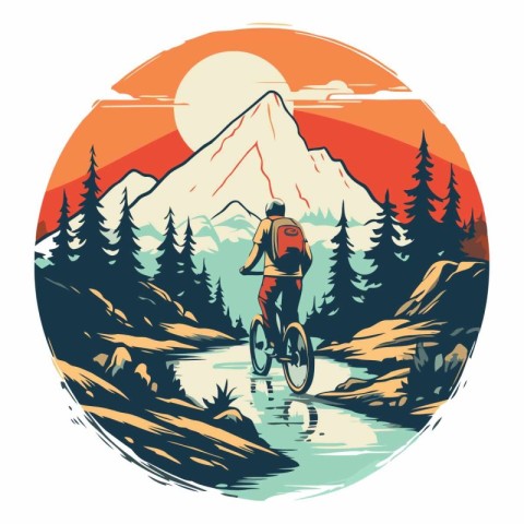 Cyclist in the mountains. Mountain biking.