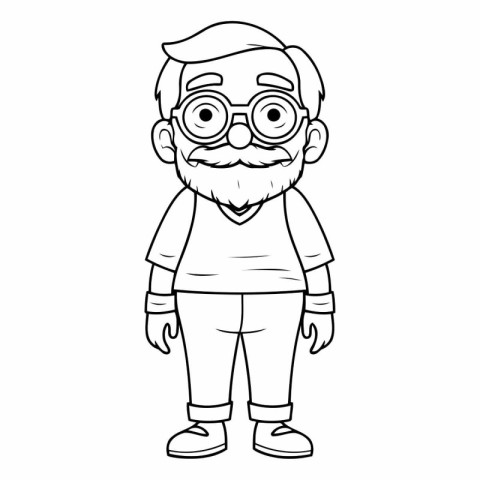 cute grandfather with mustache and glasses over white background