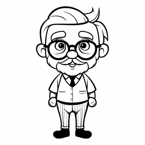 Grandfather Cartoon Mascot Character Vector Illustration. Black