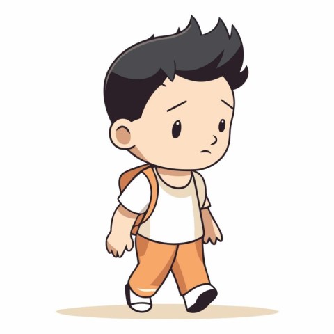 Cute little boy walking. Vector cartoon illustration. Isolated o