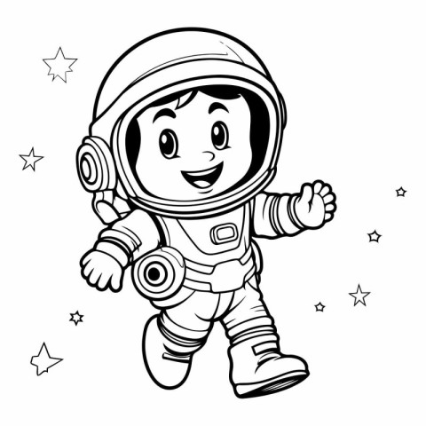 Illustration of a Kid Boy Wearing an Astronaut Costume - Colorin