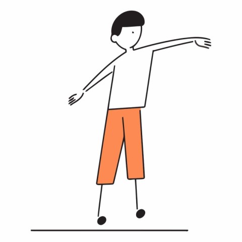 Vector illustration of a boy standing with his arms outstretched