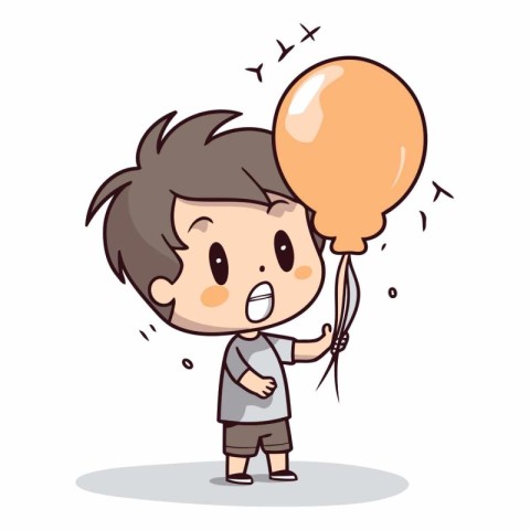 Boy with balloon vector illustration. Cute cartoon boy with ball