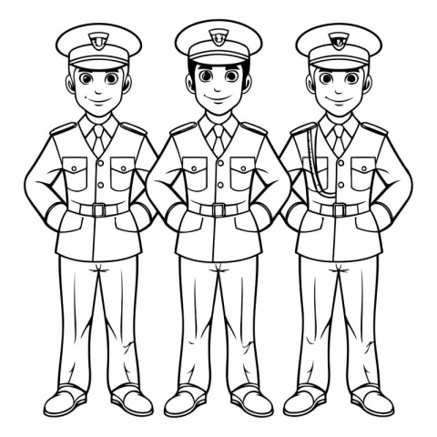 Illustration of a group of police officers standing with their a