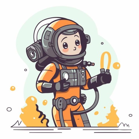 Astronaut. Cute cartoon character in space suit.