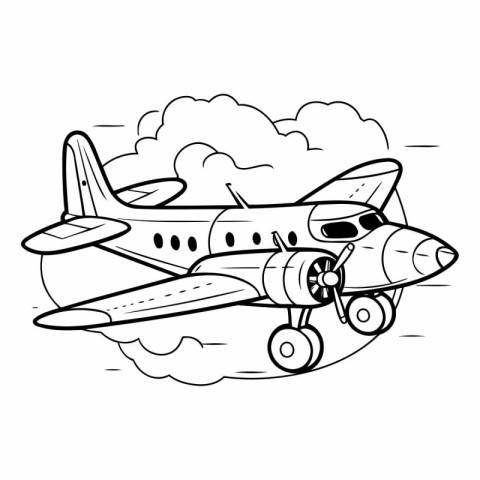 Airplane in the clouds. Coloring book for children