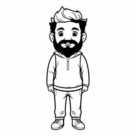 hipster man with beard and casual clothes cartoon vector illustr