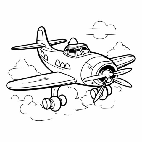 Airplane in the clouds. Coloring book for children