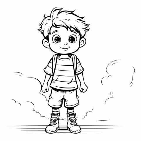 Vector illustration of a cute little boy in casual clothes on a