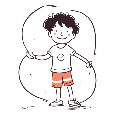 Cute little boy in shorts and t-shirt.