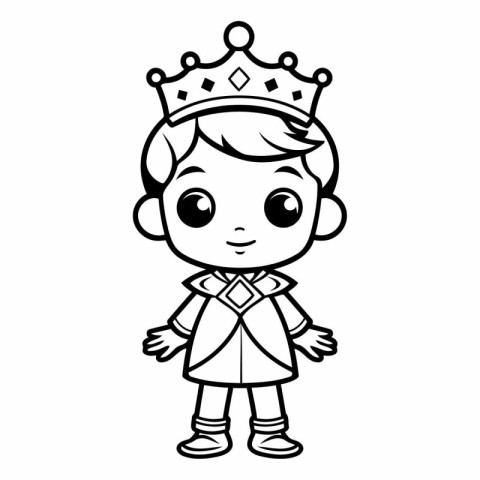 cute little prince with crown cartoon vector illustration graphi