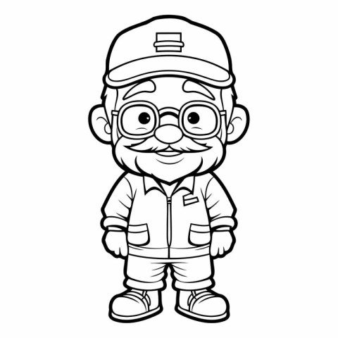 Cartoon illustration of a mechanic or plumber with glasses and c