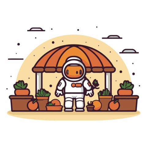 Astronaut in the park in flat style.