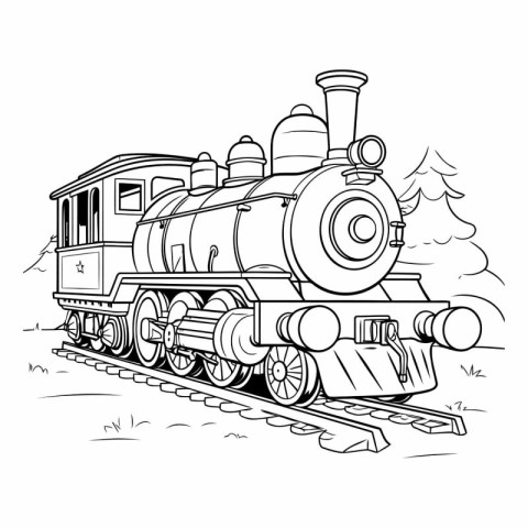 Steam locomotive. Coloring book for children.