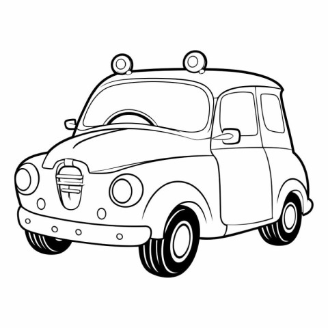 Illustration of a cartoon car on a white background