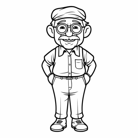 Grandfather Cartoon Mascot Vector Illustration. Grandfather - Bl