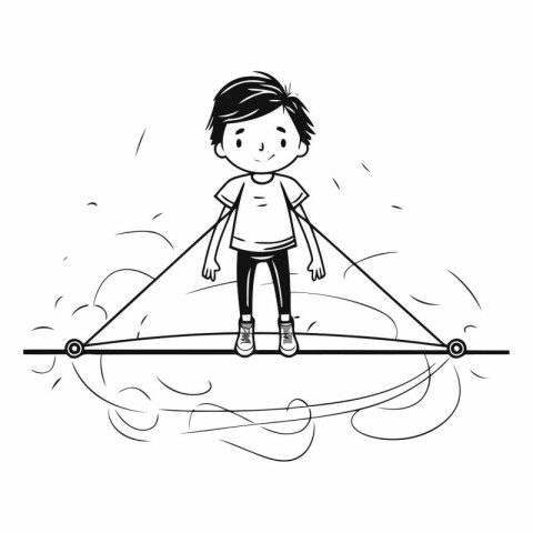 Cute little boy playing on a seesaw.