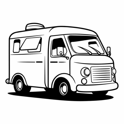 Vector image of a campervan on a white background. Side view.