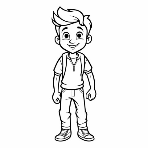 cute little boy with casual clothes cartoon character vector ill