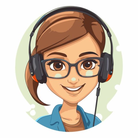 Woman with headphones of a girl with glasses and headphones.