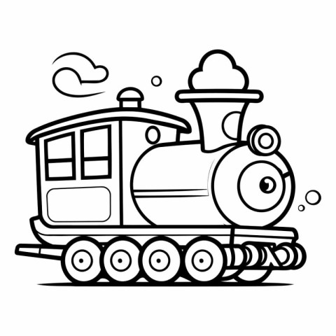 Cartoon train on a white background for coloring book.