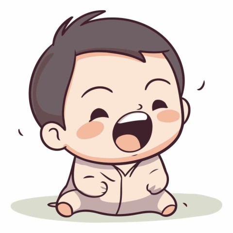 Baby Crying - Vector Cartoon Illustration of a Baby Crying