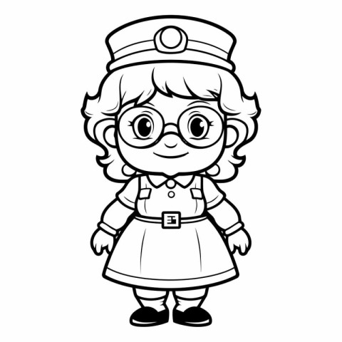 Coloring book for children: Pirate girl in glasses.