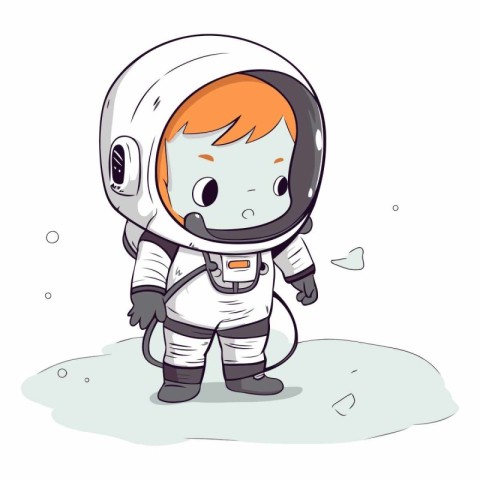 Cute little astronaut in space of a cartoon character.